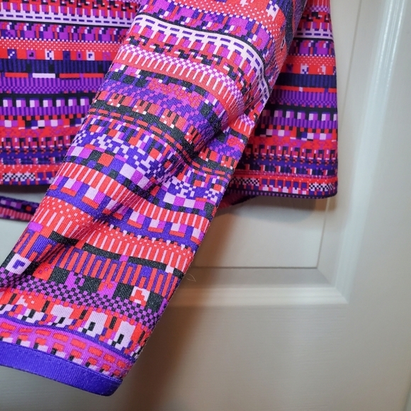 Nike Pro Half Zip Pullover Women's M Red Purple Fuchsia Fair Isle Print Long - Picture 4 of 10